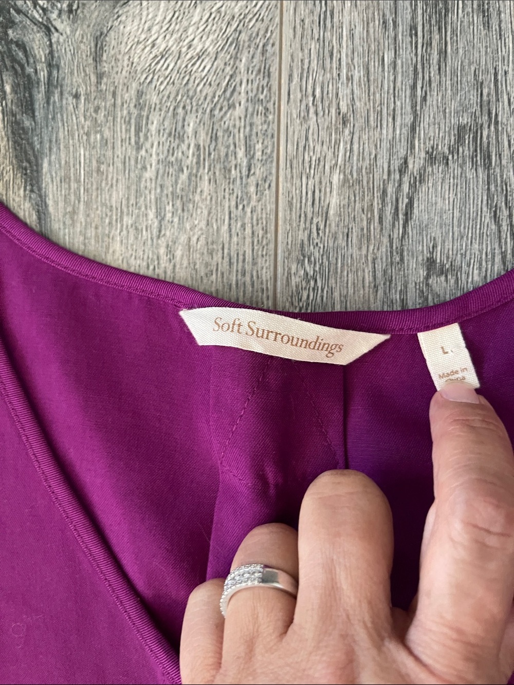 Soft Surroundings Deep Magenta V-Neck Button-Front Blouse - Picture 2 of 9